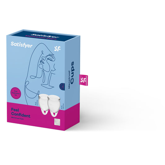 Set 2 cupe menstruale Satisfyer din silicon medical premium, Feel Confident, transparent