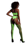 Set cu bustiera, chilot, portjartier și dres - compleu elegant XS-XL (one size), verde neon