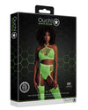 Set cu bustiera, chilot, portjartier și dres - compleu elegant XS-XL (one size), verde neon