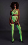 Set cu bustiera, chilot, portjartier și dres - compleu elegant XS-XL (one size), verde neon