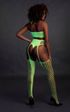 Set cu bustiera, chilot, portjartier și dres - compleu elegant XS-XL (one size), verde neon
