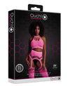 Set cu bustiera, chilot, portjartier și dres - compleu elegant XS-XL (one size), roz neon