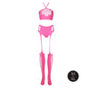 Set cu bustiera, chilot, portjartier și dres - compleu elegant XS-XL (one size), roz neon
