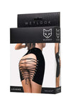 Fusta wetlook Leane cu decupaj indraznet - lenjerie sexy din vinil cu luciu intens, negru
